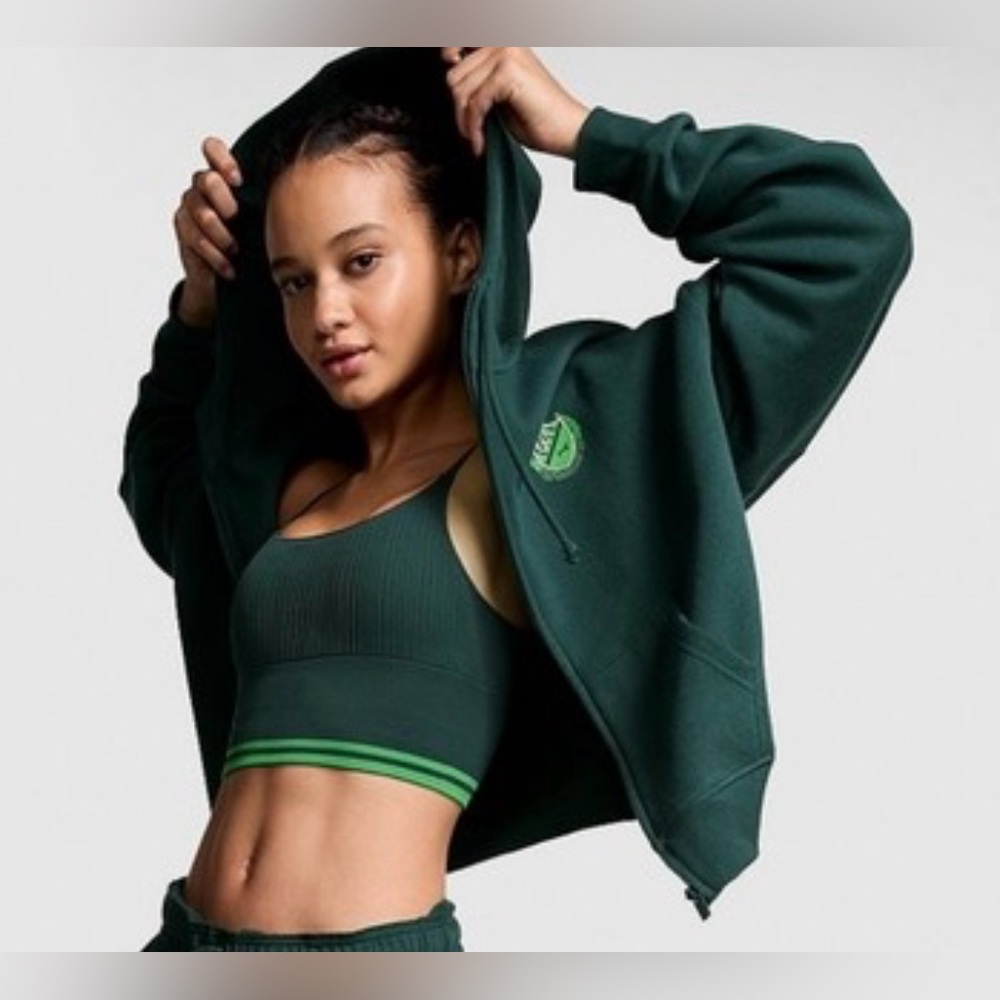 NWT PINK VS Ivy Campus Fleece Full Zip Hoodie